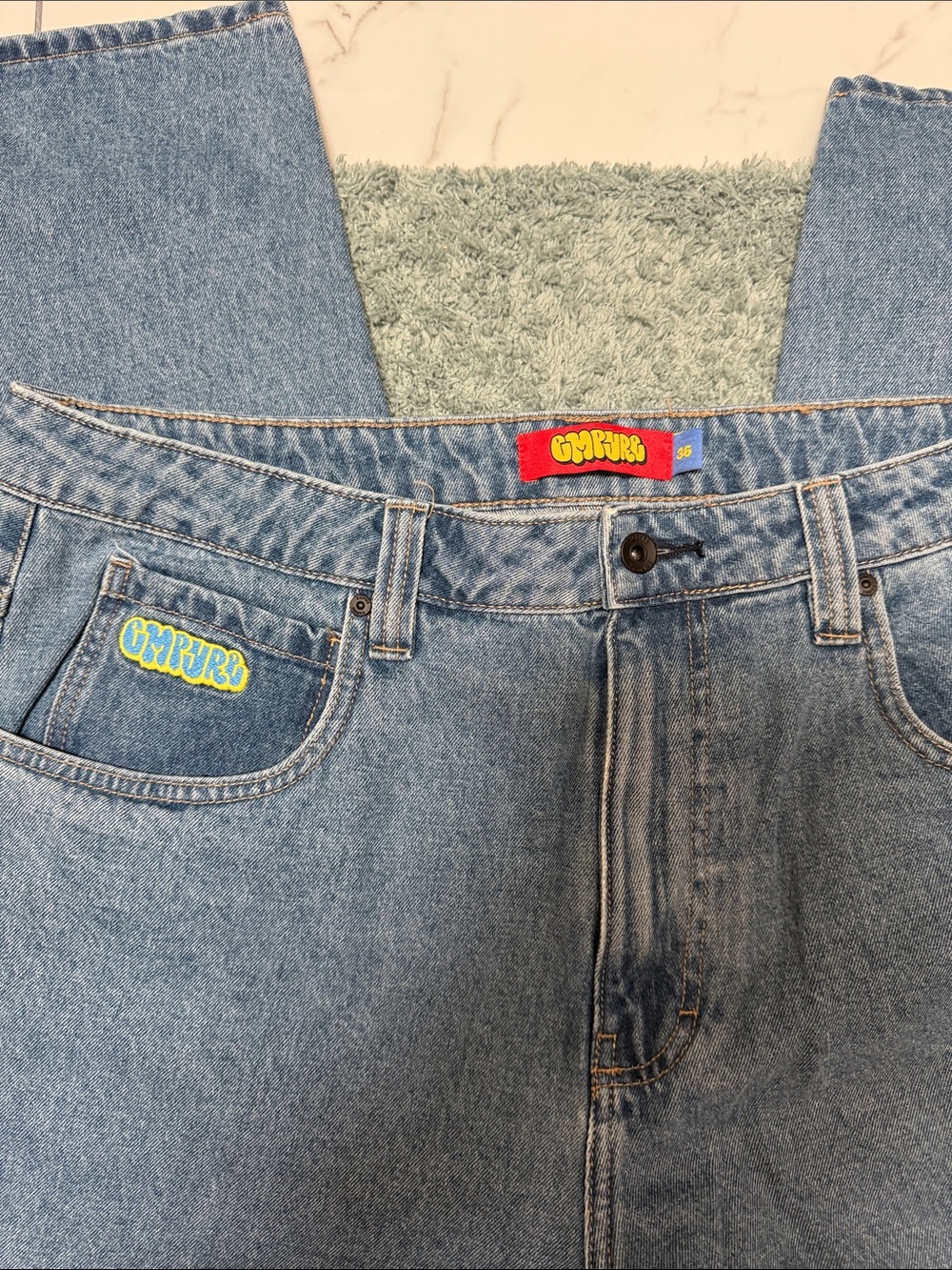 Empyre Unwind Men's Blue Ultra Wide Relaxed Denim Jeans - Picture 3 of 4